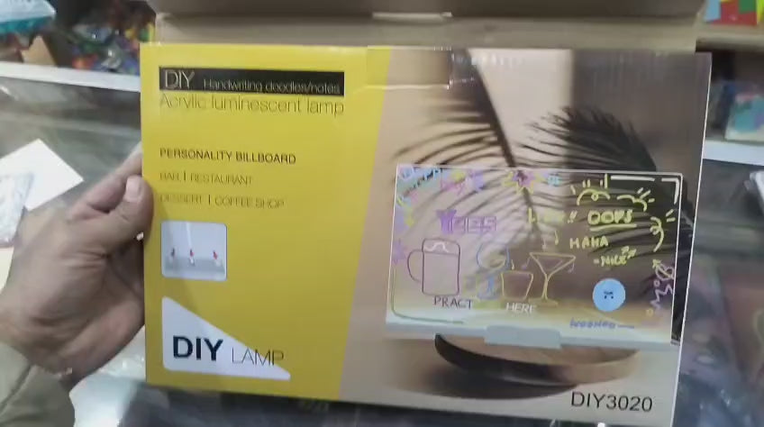 LED Light-Up Writing Board (12×8 cm) | Acrylic Message Pad with Stand | Colorful DIY Notes & Erasable Pens